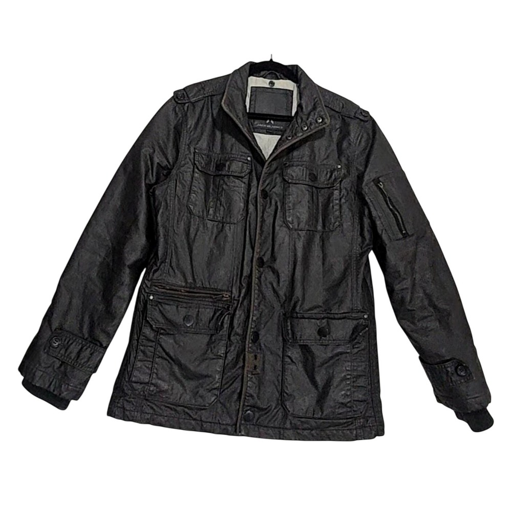 Jack & Jones Jacket Mens M Racing Vtg Y2K Moto Utility Wax Coated Oilskin